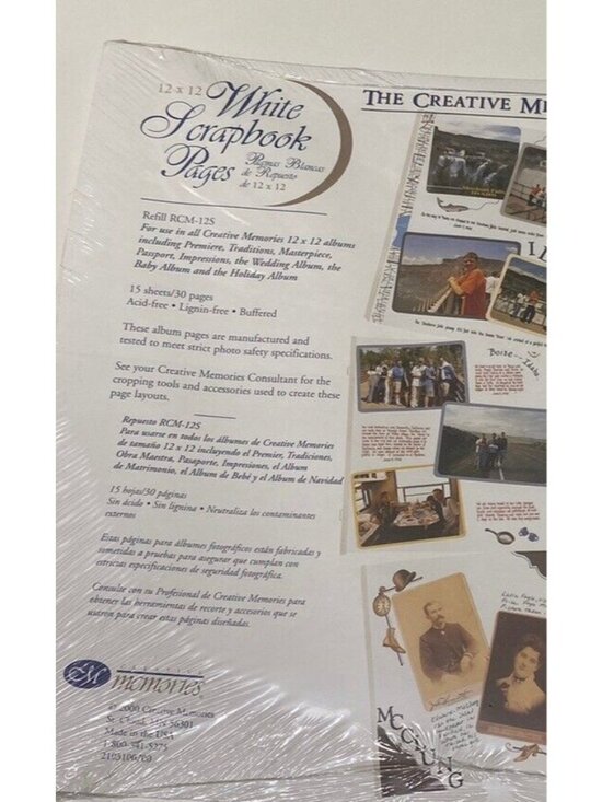 Creative Memories 12x12 Old style WHITE page Refill 15 Sheet Scrapbook Pages - Picture 2 of 3